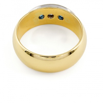 18ct gold Sapphire/Diamond 3 stone Ring size Q